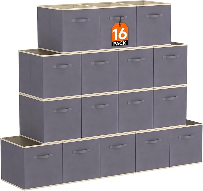 Lifewit Storage Cubes, Foldable Decorative Fabric Storage Baskets for Organizing Home Organizers with Handles for Shelves, Cl