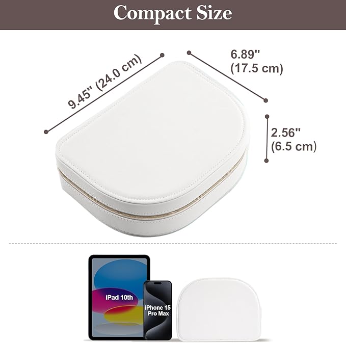 ProCase Travel Size Jewelry Box, Large Portable Seashell-Shaped Jewelry Case, 2 Layer Jewelry Organizer in PU Leather for Wom