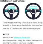 Furry Wool Sheepskin car Steering Wheel Cover for Girls Women Universal car 14 1/2-15 1/2inchs (Lemon Yellow)