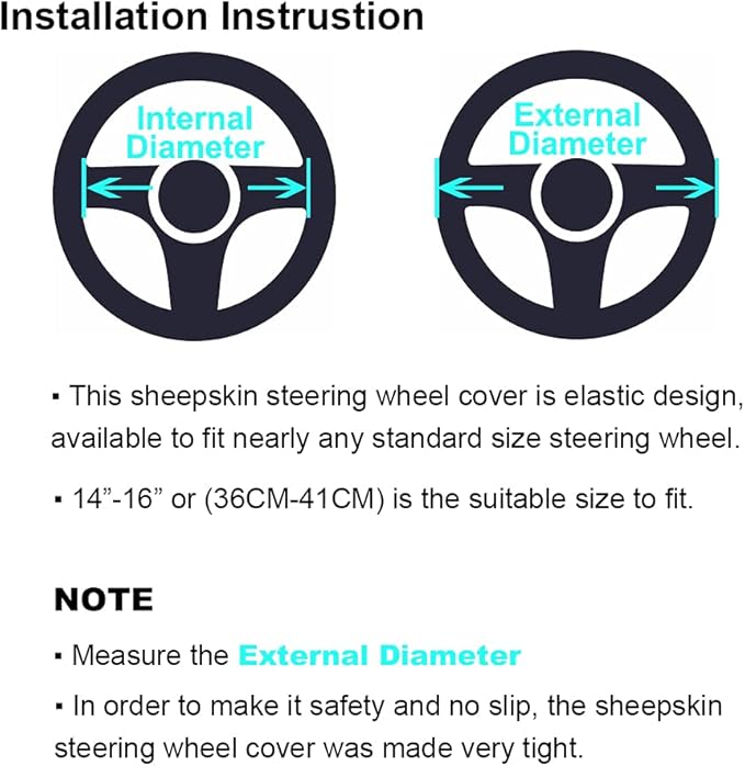 Fuzzy Sheepskin Steering Wheel Cover for Women | Warm & Fluffy Universal Auto Girly Accessories | Soft Lamb Fur for Cold Wint
