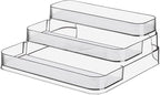 Acrylic Spice Rack, No Assembly Clear 3 Tier Condiment Bottle Shelf Vanity Organizer for Cabinet Kitchen Bathroom (1pcs)