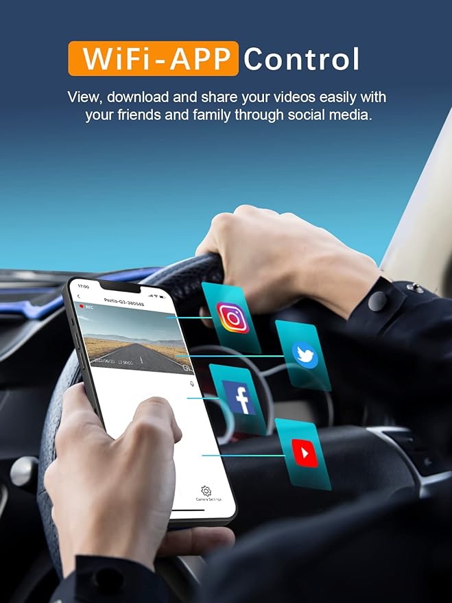 Dash Cam WiFi FHD 1080P Car Camera, Front Dash Camera for Cars, Mini Dashcams for Cars with Night Vision, 24 Hours Parking Mo