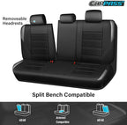 CAR PASS Memory Foam Back Car Seat Covers,Thick 3D Foam Mesh Bench Seat Covers Leather Metallic, Air Cool Rear Seat Cover Bla