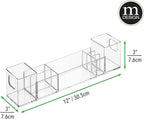 mDesign Plastic Bathroom Medicine Cabinet Organizer with Handles - Divided Vanity Storage Holder/Container for Cotton Swabs, 