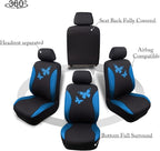 Flying Banner Butterfly car seat Covers ful Set Fashion Universal Lady Woman Female Rear Bench Split Colorized (Full Set, Blu