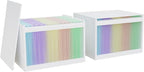 Bamboo Hanging File Boxes with Lids 2 Pack, File Organizer Box for Letter/Legal File, File Box with Hanging Folders Acrylic L
