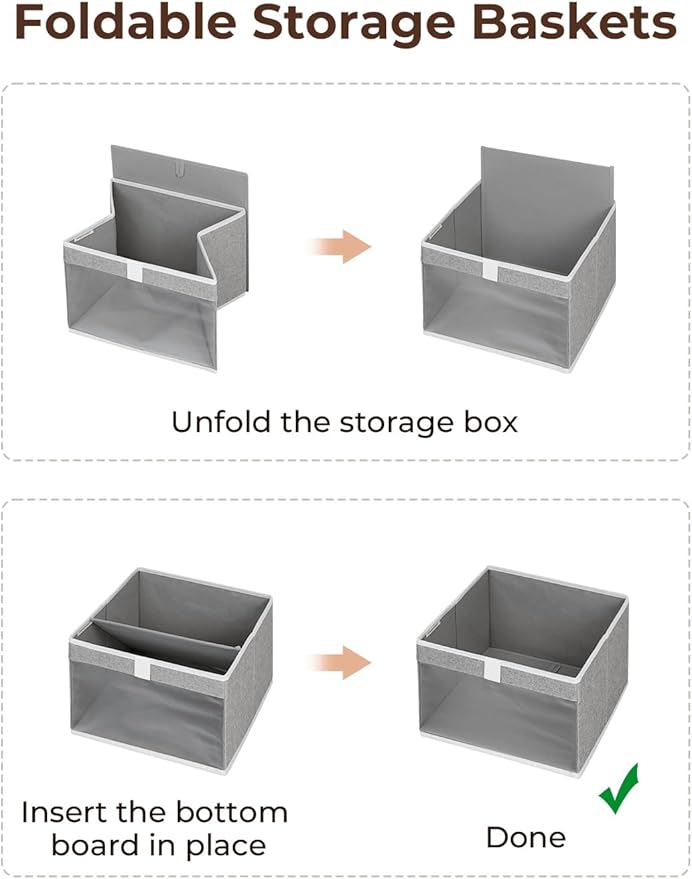 StorageWorks Closet Storage Bins, Large Storage Baskets with Clear Window and Handles, Foldable Fabric Organizer for Clothes,