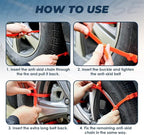 10 Pcs Universal Anti-Skid Snow Tire Chains, 2026 New Portable Emergency Non-Slip Plastic Cable Ties, Snow Tire Chains for Pi