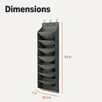 Amazon Basics 8 Tier Over the Door Shoe Organizer, Large Capacity Space Saving Hanging Shoe Storage for Closet and Dorm, Dark