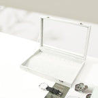 Coward 20 Hooks Necklace Organizer Jewelry Box, Grey Beige Velvet Necklace Display Tray Case with Transparent Glass Lid for H