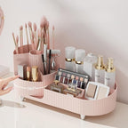 Booklov Roating Makeup Caddy Organizer for Vanity, Large Capacity Cosmetic Display Case, Clear Acrylic Countertop Beauty Stor