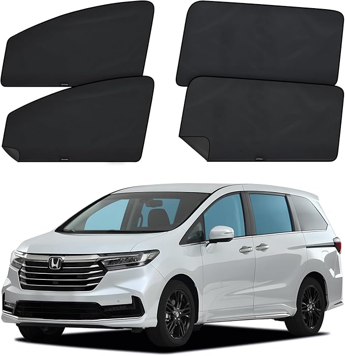 ZATOOTO Car Window Shades for Honda Odyssey 2020-2024, 4 Pcs Magnetic Car Window Covers - 100% Block Light Privacy Curtains, Side Window Sun Shade for Baby Breastfeeding, Sleeping, Camping
