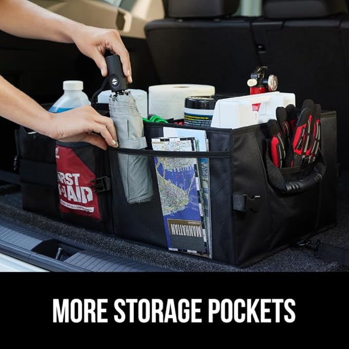 GORILLA GRIP Large Capacity Sturdy Trunk Storage Organizer, Slip and Water Resistant Collapsible Organization Container for