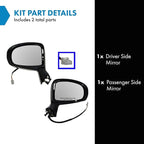 TRQ 2 Piece Driver and Passenger Side Mirror Assembly Set Electric Adjustment Non-Heated No Memory Black Compatible with 2009