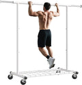 Raybee Clothing Rack for Hanging Clothes, Rolling Clothes Rack Load 250LBS, Metal Clothes Racks, Clothing Rack with Wheels Po
