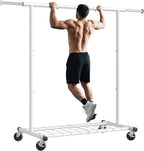 Raybee Clothing Rack for Hanging Clothes, Rolling Clothes Rack Load 250LBS, Metal Clothes Racks, Clothing Rack with Wheels Po
