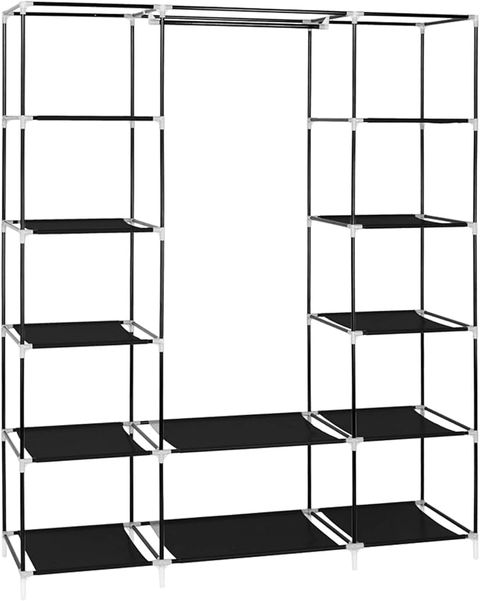69" Portable Closet Storage Organizer Wardrobe Clothes Rack,Covered Garment Rack,Steel Tube Clothes Storage Organizer,Freesta