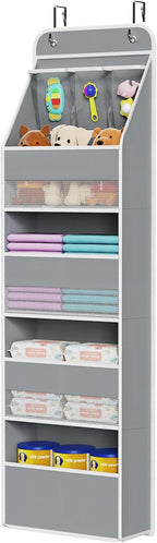 Univivi 5-Shelf Space Saving Door Storage Over Door Hanging Organizer with 4 Large Capacity Roomy Pockets Closet Cabinet Wall