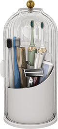 Dustproof Toothbrush Holders with Cover, Rotating Electric Toothbrush and Toothpaste Holder for Bathroom Countertop, 3 Slots 