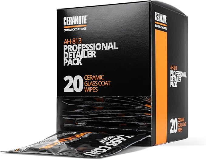 CERAKOTE Ceramic Glass Coat Protectant Pro Pack (20 Count Wipes) - Hydrophobic Automotive Rain Repellant, Long-Lasting and Du