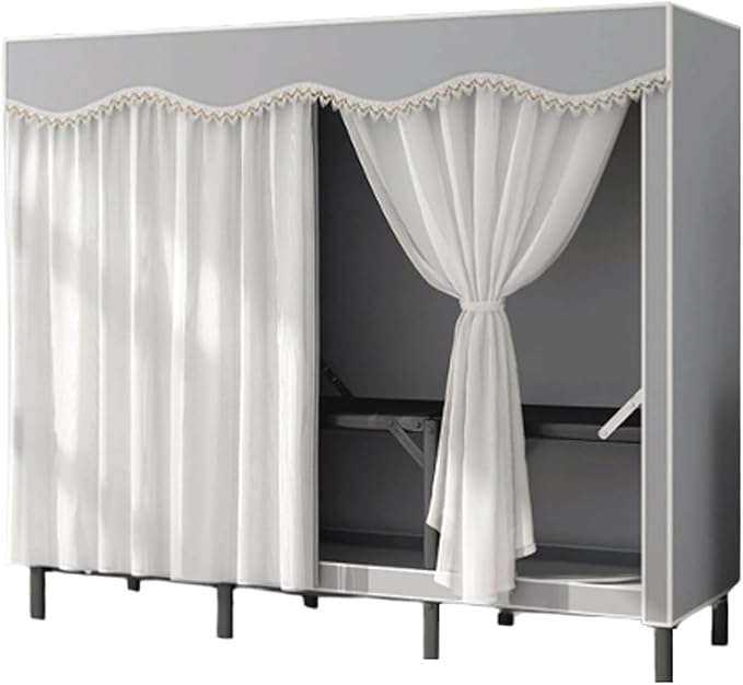 TIST Foldable Wardrobe Steel Storage Wardrobe Portable Wardrobe for Hanging Clothes 110cm/ 160cm/ 215cm Large Wardrobe(Light 