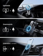 LISEN for iPhone 16 MagSafe Car Mount, [Quick Install] Ultra Magnetic Long Arm Mag Safe Car Phone Holder Vent, Car Accessories Fit for iPhone 16 Pro Max 15 14 13 12 Plus Mini Men Women, Silver