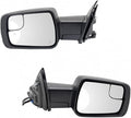 TRQ Driver and Passenger Side Mirror Set Power Heated Folding Blind Spot Indicator Textured Black Compatible with 2019-2022 R