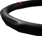 Quick Install Sporty Perforated Nappa Leather Steering Wheel Cover with Red Circular Stripe Trim Universal fit Any 14½ to 15 inches Car Pickup SUV 14.5 to 15 inches SW