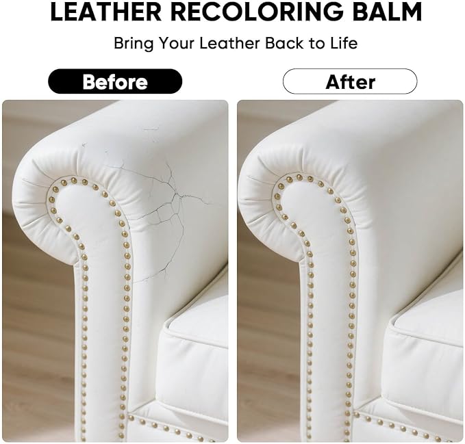 Leather Recoloring Balm - Scratch Repair & Color Restore Kit for Faded Leather, Leather Couch & Car Seats - 10OZ Leather Rest