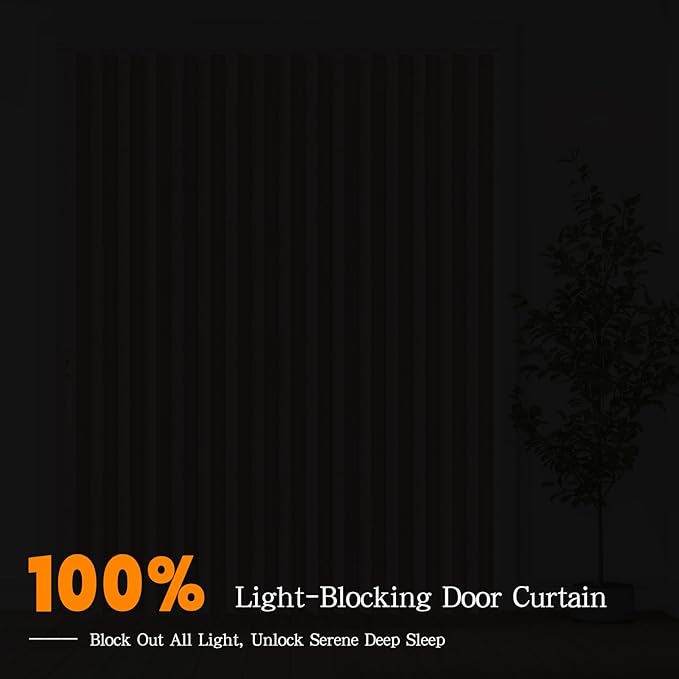 Jilron Accordian Door Curtain, 100% Blackout Folding Magnetic Doorway Curtains,Linen Style Closet Doors,for Room Divider,Priv