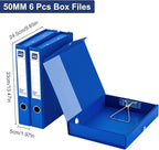 Storage File Boxes A4, 6 Pack Foldable File Box with Clip, 50mm Spine, Plastic Archives Cases with Magnetic Closure, Document