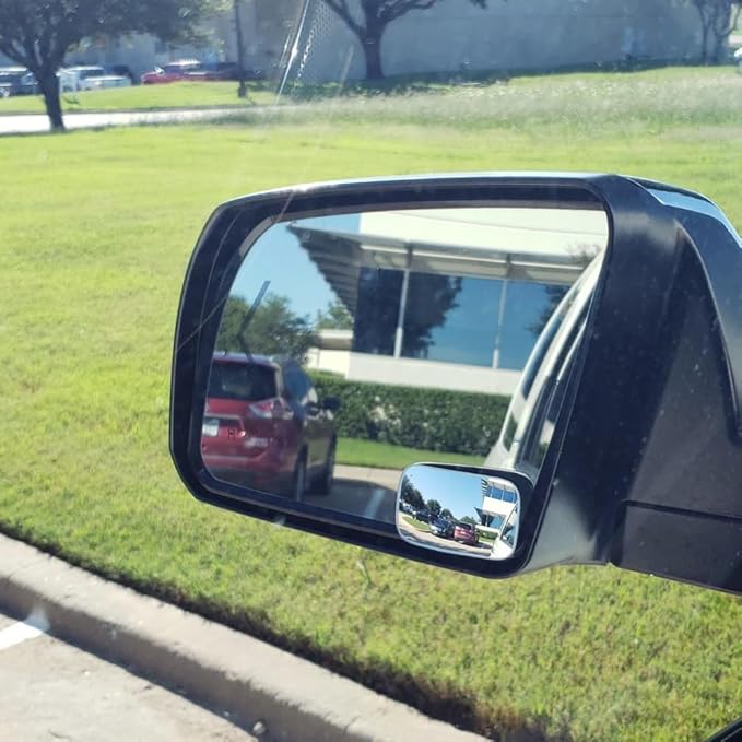 Ampper Blind Spot Mirror Rectangular, HD Glass Frameless Stick on Adjustabe Convex Wide Angle Rear View Blind Spot Car Mirror for Car Blind Spot, Pack of 4