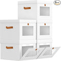 Homsorout Storage Bins with Lid – Closet Organizer with Side Opening and Clear Window, Foldable Stackable Fabric Basket for C