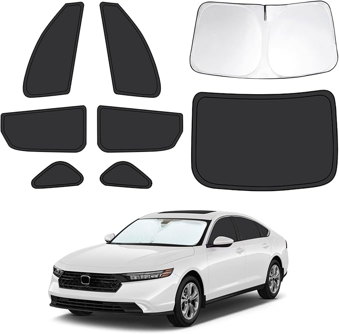 8pcs Car Window Shades for Honda Accord 2023 2024 2025, Full Car Window Covers for Privacy, Sunshades for Accord Front Rear Windshield Side Windows to Block UV and Protect Privacy