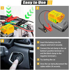 Car Jump Starter Adapter for Dewalt 20V/60V Li-ion Battery,Automotive Battery Booster with 12V Jumper Cable Clamps,Emergency
