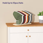 SWTYMIKI Hat Stand for Baseball Caps - Wood & Metal Tabletop Hat Organizer Storage Display Rack, Holds up to 10 Caps for Desk