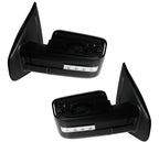 TRQ 6 Piece Driver and Passenger Side Mirror Assembly Set Electric Adjustment Heated Memory LED Turn Signal Black & Chrome Co