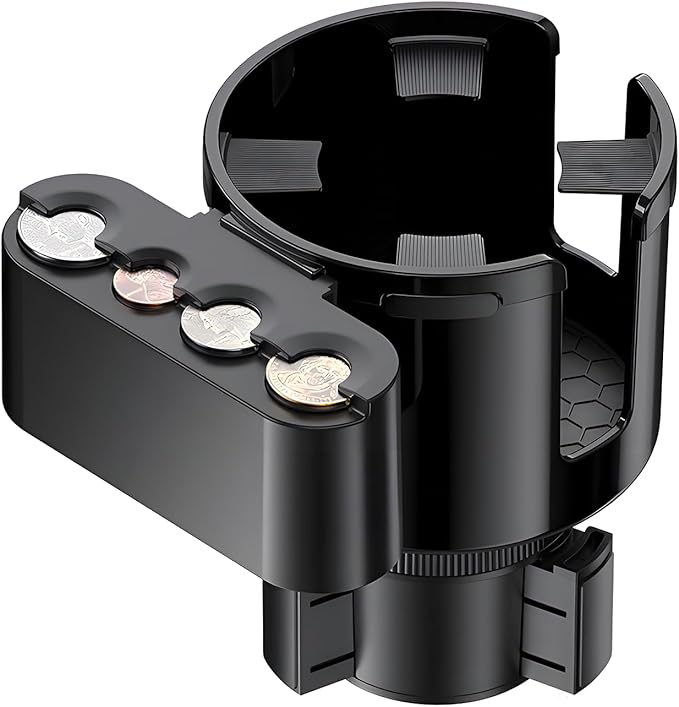 [Upgraded] Car Cup Holder Expander with Coin Organizer, Cup Holder Extender Adapter for Car with Adjustable Base, Fits Yeti, Hydro Flask, Nalgene, Owala, Bottles & Mugs in 2.7"-4.2" (10-46 OZ)