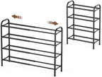 Gonfoam 4-Tier Expandable Shoe Rack,Adjustable Shoe Shelf Storage Organizer Heavy Duty Metal Free Standing Shoe Rack for Entr