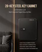 Uniclife 28 Position Key Cabinet with Combination Lock Resettable Black Digital Security Storage Box Steel Key Organizer with