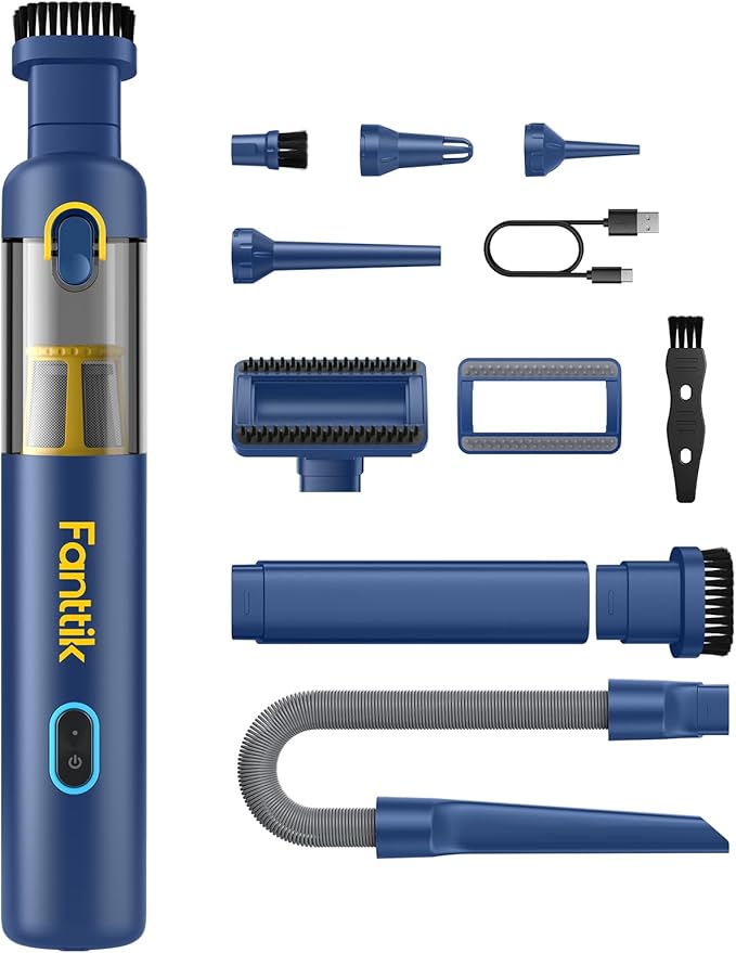 Fanttik Slim V8 APEX Car Vacuum, 4-in-1 Portable Mini Cordless Vacuum with 19000pa Suction Power, Type-C Charge, 2 Suction Mo