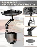 4-in-1 Car Cup Holder Expander Tray,Detachable Upgraded Food Tray Expandable Dual Cup with Phone Holder,360°Rotation Adjustable Base,Road Trip Essentials Accessories for Drinking and Eating