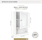 MCS 23x16 White Medicine Cabinet Organizer, Wall Mounted Bathroom Cabinet for Over-The-Toilet Storage, Bathroom Furniture & R