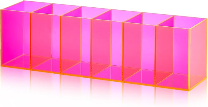 Jetec Acrylic Pen Holder 6 Compartments Makeup Brush Stationery Organizer Pencil Holder for Desk Accessories, Cosmetic Brushe