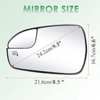 Driver Side Mirror Glass compatible with Ford Fusion 2013-2020, Heated, Back Plate, w/o Blind Spot Detect