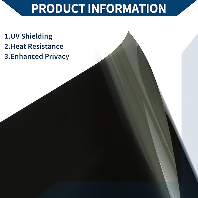 Car Window Tint Film Window Privacy Film Car Carbon 2PLY PET 9.84 ft x 29.92 Inch 1 Pc Green VLT 14% IRR 63% UVR 94%