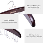 Belt Hanger Organizer for Closet: Ohuhu 2 Pack 12 Hooks Max 36 Belts Tie Rack Wooden Belt Holder for Storage 360 Degree Rotat