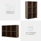 OSCHF 6-Cube Storage Shelf Bookcase - Wooden 3-Tier Floor Standing Open Bookshelf for Home and Office, Cuby Orgainzer, Walnut