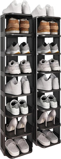 Kitstorack Stackable 16-Tier Shoe Rack for Closet & Entrance - Tall, Narrow, Vertical Shoe Stand - Plastic, Free Standing - I