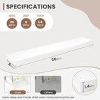 36 Inch Floating Shelves, 8 Inch Deep Floating Shelves for Wall, Hanging Shelf with Invisible Brackets, Deep Shelves for Bath